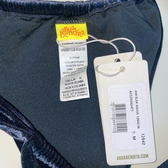 NWT AGUA BENDITA ELSA AGUJA BLACK VELVET BIKINI BOTTOM size M - Picture 5 of 5